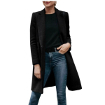 Naiste talvine villane pikk mantel s&uuml;gise moe pealisr&otilde;ivas peidetud n&ouml;&ouml;pidega M must