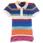 Polo Ralph Lauren Triibuline Koekootud Polo S&auml;rk Naiste Topid Sinine Valge 211914555-006 S blue