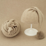 New Children's Photography Clothing, Baby Photography Wrapped in Yarn, Baby Long Tail Knitted Wool Ball Hat, Wrapped in Fabric a set helelilla v&auml;rv