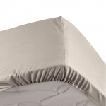 Drap housse lin 90 x 190 cm en percale Bonnet de 30 cm beež
