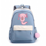 Armsad Kawaii Axolotli seljakotid nii meestele kui naistele Axolotli koolikott armas multikakujuline lukuga seljakott suure mahutavusega koolikott sinine