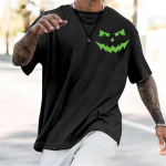 Suvemood Raskekaalu Retro Meeste Naeratav N&auml;gu 100% Puuvillane Prinditud &Uuml;markaelus Kvaliteetne Casual Fitness Street T-s&auml;rk M