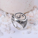 K&auml;sit&ouml;&ouml; Yin Yang s&otilde;rmus, detailne reguleeritav h&otilde;bedane s&otilde;rmuser&otilde;ngas, spirituaalsed Zen ehted, parima s&otilde;bra kingitus, Boho statement-s&otilde;rmus 9 h&otilde;be