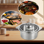 Soup Pot with Lid Cooking Easy to Clean Portable Gift Stainless Steel Kitchen Cookware for Mouth Diameter 14cm