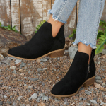 Naiste loomulik seemisnahast elastiksed madala kontsaga kingad S&uuml;gis ja talv Ankle Boots Ruudukujulise ninaga Vabaaja l&uuml;hikesed saapad Suurus 36-43 36 must