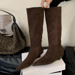 Mood Liyke Disainer Naiste Madalad Kiilud Kontsad Moodsad Saapad Vintage Terava Otsaga P&otilde;lvini Kingad Naiste Peo Tantsu Pikad Saapad Suurus 40 35 pruun