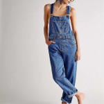 Sinine Naiste Vintage Retro Denim Pikk Kombinesoon Vabaaja Rihmadega Sirge Romper Traksip&uuml;ksid Suvine L&otilde;tv Overall L tumesinine v&auml;rv