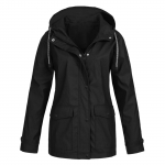 (SU)Naiste Solid Stripe vihmajope Outdoor Plus veekindel kapuutsiga vihmamantel Tuulekindel S
