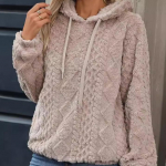 Naiste &uuml;lisuur fliisist kapuutsiga dressipluus talvine vabaaja Sherpa pullover pikkade varrukatega kapuutsid Mugavad h&auml;gused soojad &uuml;ler&otilde;ivaste topid naistele XXL aprikoosi