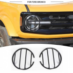 Black Exterior Front Headlight Decor Trim Cover Guard Frame For ford Bronco 21+