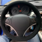 Suede Car Steering Wheel Cover For BMW E90 E91 E92 E93 E87 E81 E82 E88 X1 325i Auto steering wheel cover Car accessory Beige Thread