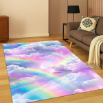V&auml;rviline Vikerkaare Pilv Multikakujuline Vaip Laste M&auml;ngutoa, Magamistoa, Elutoa Diivani, K&ouml;&ouml;gi Uksemati Kaunistuseks, M&auml;ngu libisemiskindel Matt 80x120cm