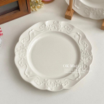 Valge lillede reljeefiga keraamiline taldrik Kodune K&otilde;rge esteetiline Peen lillekujuline Lamedad taldrikud P&auml;rastl&otilde;unatee Leiva Magustoidu taldrik 8 inches valge