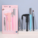 magrinta - Set of 5: Stainless Steel Eyebrow Tweezers + Eyelash Brush + Plastic Caliper + Eyebrow Razor + Concealer Brush Black & Silver & Blue