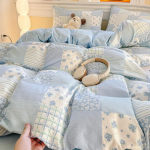 Puhas puuvillane neljaosaline komplekt - A-klassi kerged ja v&auml;rsked t&auml;ispuuvillased voodilinnad, padjap&uuml;&uuml;rid ja tekikott - Kolmeosaline voodipesukomplekt 150*200cm single duvet cover