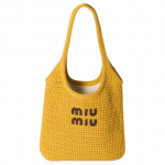 Miu Miu Ivy Kootud T&auml;helogo Siledad Jooned Puuvillane Totes Kott Ostukott &Otilde;lakott K&auml;ekott Naiste Totes Kotid Oker 5BG231_ACQY_F04GL_V_MRO Basic Set (Bag+Dust Bag)