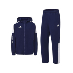 Adidas Poks 3-triibuline Klassikaline Retro Sirgete S&auml;&auml;ristega Kapuutsijakk Kaheosaline Vabaaja Spordikost&uuml;&uuml;m Unisex &uuml;likond Tumesinine CLTR02JBX-DBW+CLTR02PTK-DBW 3XL gray