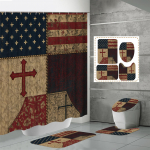 4TK Du&scaron;ikardinakomplektid Du&scaron;ikardina ja Vaipadega WC-kaane Vaip U-kujuline Matt ja Vannimatt Vannitoakomplekt 12 Konksuga One Size