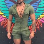 Meeste suvine t&otilde;mblukk &Uuml;hes t&uuml;kis s&auml;rk Meeste l&uuml;hikeste varrukatega t&otilde;mblukuga l&uuml;hikesed p&uuml;ksid Onesie kombinesoon &uuml;hev&auml;rviline S roheline