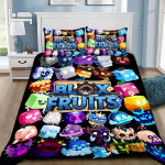 3D m&auml;nguvoodipesu komplekt B-Blox F-Puuviljad Multikas Tekikoti komplekt Pehme nahas&otilde;bralik &Uuml;he-/kahekohaline/King-suurus Lastele Kodutekstiilid 2pcsEuSingle 135x200 black