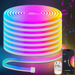 Lamomo 10M LED-riba V&auml;rvitemperatuuri Toru IP65 K&otilde;rge Neoon Bluetoothi Rakenduse Kaugjuhtimispult Muusika T&auml;iuslik M&auml;ngu jaoks Kodus Lihtne Paigaldus Valgus, H&auml;mardatav, must