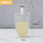 100 tk Iseseisvuse joogikotid L&auml;bipaistvad Iseseisvus Iminotsikuga Kotid &Uuml;hekordselt kasutatavad Paksenenud Piimatee Puuviljamahl Pakend Tihenduskotid 200ml mouth 0.86cm 100pcs gray