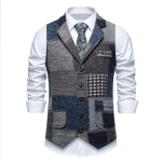 Roheline Meeste Vest Tweed Ruuduline V&ouml;&ouml;tkleit Kitsa L&otilde;ikega Rev&auml;&auml;riga Ruuduline &Uuml;likonna Vest Kalasabamuster Vintage Vest Pulmadeks Pruutpoistele XL tumesinine v&auml;rv