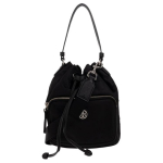 Tory Burch Virginia Metallist Topelt-T Logo Eemaldatav &Otilde;larihm Paelaga Ringlussev&otilde;etud Nailonist Koppkott Naiste kotid Must 134652-001 Basic Set (Bag+Dust Bag) black