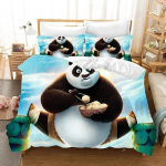 Tekikate Padjap&uuml;&uuml;r Kung Fu Panda Voodipesukomplekt Poiss T&uuml;druk Magamistoa Kaunistus Lapsed &Uuml;he- v&otilde;i Kahekohaline Suur Suurus 135x200cm