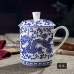 Jingdezhen sinivalge portselanist kruus Hiina draakon keraamiline tass kontori koosoleku veetass luukeraamika rohelise tee kohvitass 500ml