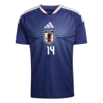 Adidas 2026 Jaapani rahvuskoondis Junya Ito 14 Kodus triibuline kitsa l&otilde;ikega V-kaelusega l&uuml;hikeste varrukatega jalgpallis&auml;rk F&auml;nniversioon Unisex s&auml;rk KD3345-14 3XL blue