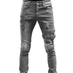 Biker Straight Elastsed teksap&uuml;ksid Meeste T&otilde;mblukuga Auk Streetwear Punk Denim Cargo P&uuml;ksid Pantalones S hall