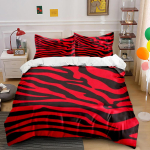 Punane ja Must Sebra Triibuline Voodipesu Komplekt Voodipesu komplekt (1 tekikott, 2 padjap&uuml;&uuml;ri, tekk ei kuulu komplekti) 135x200cm red