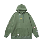 Piiri&uuml;lene trendikas br&auml;nd GALLERY DEPT k&auml;sitsi maalitud lakitr&uuml;kiga fliisist kapuutsiga pullover meeste ja naiste high street kapuutsiga jakk XL roheline