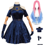 Mizi Cosplay kost&uuml;&uuml;m Anime tulnukas Lava Cosplay kost&uuml;&uuml;m Roosa gradient Sinine Lilla Pikkade juustega Lavakost&uuml;&uuml;m Sametkleit M gray
