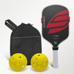 Boomstik 5. p&otilde;lvkonna pickleballi reket Sisseehitatud metallkaal Kuumpressitud Integreeritud s&uuml;sinikkiudtuum Spordireket Black and red color (set)