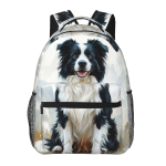 Border Collie Koera Muster Seljakotid Poisid T&uuml;drukud Koolikott Laste Koolikotid Multikas Laste Seljakott &Otilde;lakott Suure Mahutavusega One Size white