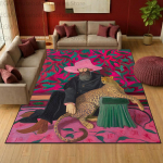 Roosa leopardikujuline lilleline &otilde;limaal L&uuml;hike samet suur vaip elutuppa Retrokunst Kodu kaunistav vaip Libisemiskindlad magamistoavaibad 120cm x 160cm