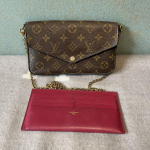 [Kasutatud] Felicie Pochette Classic Monogram Kaetud L&otilde;uend Ja Nahk Kolm-&uuml;hes Kett-Kott - V&auml;ga Hea #EVZ6QD ONE SIZE black