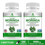 Moringa lehekapslid, 100% looduslik moringa lehe kontsentraadi ekstrakt, igap&auml;evane toidulisand t&auml;iskasvanutele. 120*2