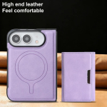 2-in-1 Nahast Rahakott &Uuml;mbris Apple iPhone Ultra 18 Fold jaoks Magsafe'i jaoks Magnetiline Kaardipesa Hoidik Jalg Telefonikate iPhone Ultra lilla