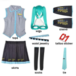 Cosplay Kost&uuml;&uuml;m Roheline Patsiga Parukas Anime Virtuaalne Laulja Rollim&auml;ngu &Uuml;likond T&uuml;drukute Peo Comic Con R&otilde;ivad Topid Seelik Rekvisiidid S gray