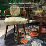Tammepuidust Mid-Century stiilis tool P&ouml;&ouml;rlev tualettlaua taburet Polsterdatud Retro Green Weave Walnut gray