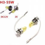 2tk valge udu halogeenpirn 55W kuldkollane autotuli 12v H3 esituled TEHCO