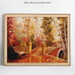 Teemantv&auml;rvimine silla s&uuml;gisene maastik t&auml;is&uuml;mmargune 5D DIY teemanttikandid ristpistes 20X30CM