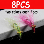 8tk Uppuvad k&auml;rbseseened k&auml;rbsed # 10 kuldkonksu Panfish Crappie Bluegill Trout roosa