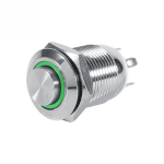 12 mm LED veekindel metallist hetkeline nuppl&uuml;liti k&otilde;rge loputusega 4 kontaktiga 1 NO valge