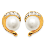 Les Tr&eacute;sors De Lily [C9396] - Boucles Plaqu&eacute; Or 'Catherine' blanc dor&eacute; - 12x8 mm valge
