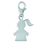 Les Tr&eacute;sors De Lily [F3911] - Pendentif Charm 'Fille' Argent&eacute; - 25x13 mm h&otilde;be