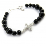 Altesse [M5881] - Bracelet Argent 'Croix Gothique' noir must